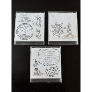 Lot of 10 Rubber Cling Stamps Unmounted Marine Sailboat Lighthouse Pelican #3711